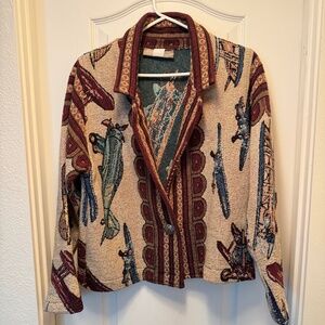Painted Pony Tapestry Jacket with Airplane design M
